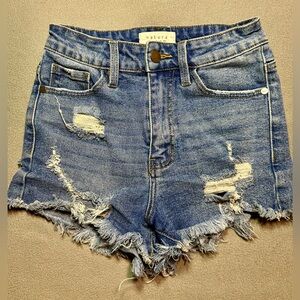 Nature Denim Distressed Jean Shorts Size S Raw Frayed Hem Stretch
